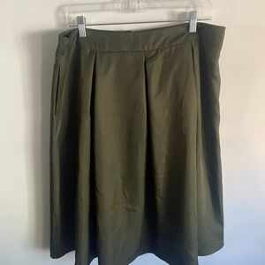 Elegant Olive A-Line Skirt‎ Office Pinup